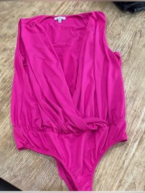 Hot Pink White Birch Plunging V Body Suit